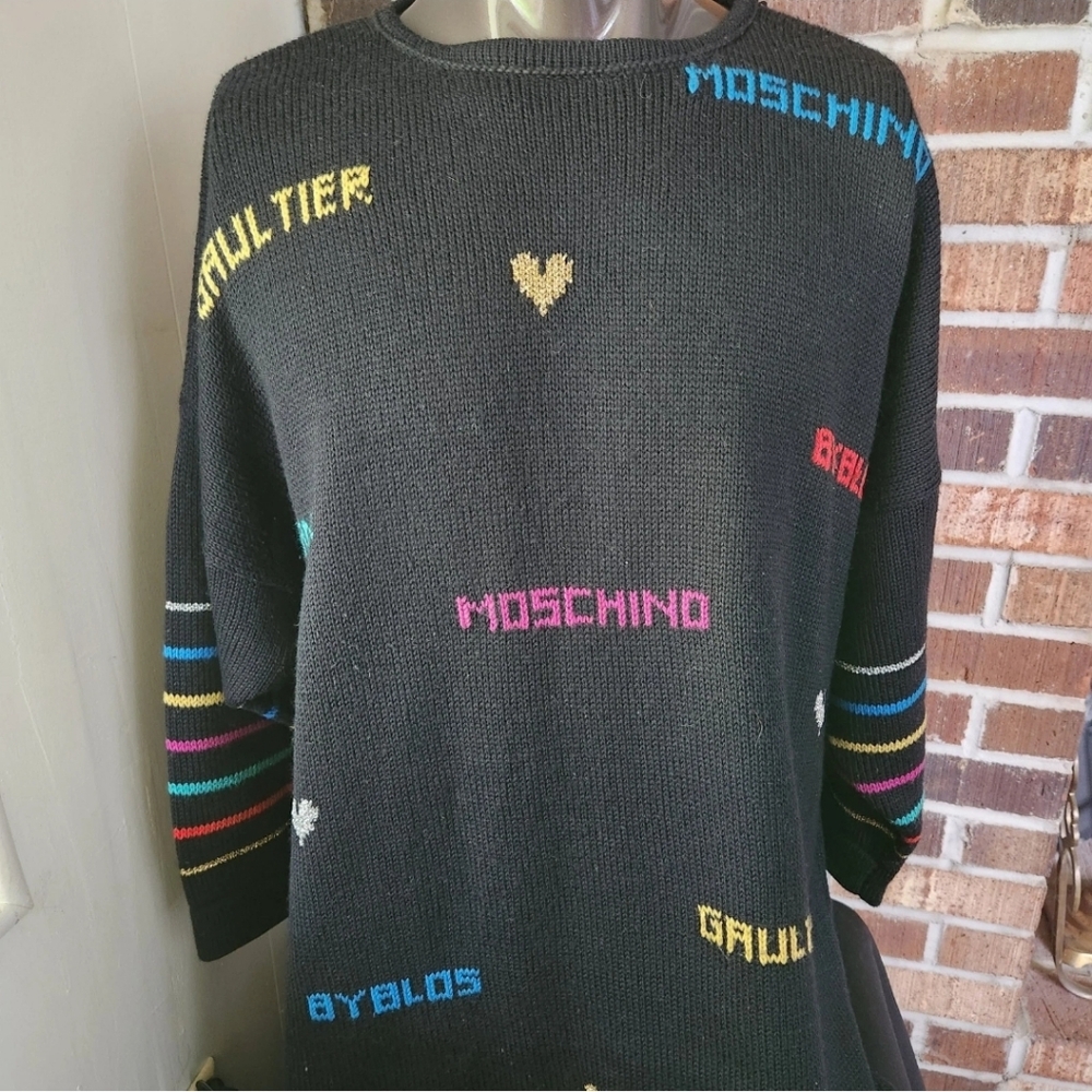 Vintage Avant-Garde Knit Sweater XL Oversized Designer Names Knit Statement